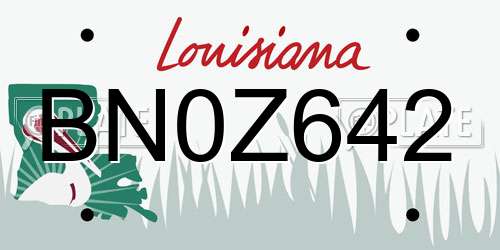 BN0Z642 Louisiana License Plate