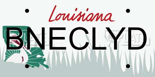BNECLYD Louisiana License Plate