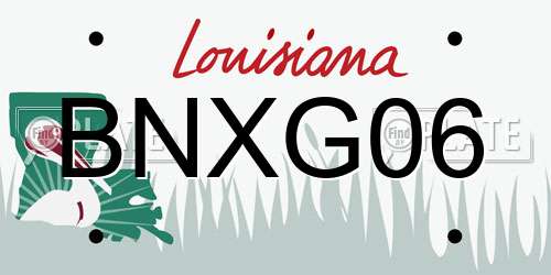 BNXG06 Louisiana License Plate