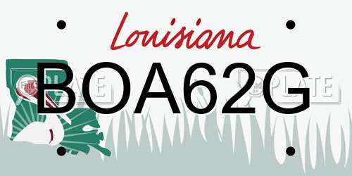 BOA62G Louisiana License Plate