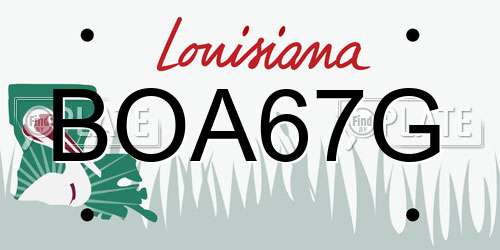 BOA67G Louisiana License Plate