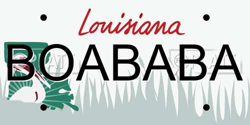 BOABABA Louisiana License Plate