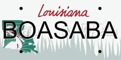 BOASABA Louisiana License Plate