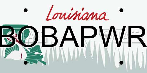 BOBAPWR Louisiana License Plate