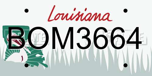 BOM3664 Louisiana License Plate