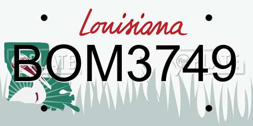 BOM3749 Louisiana License Plate