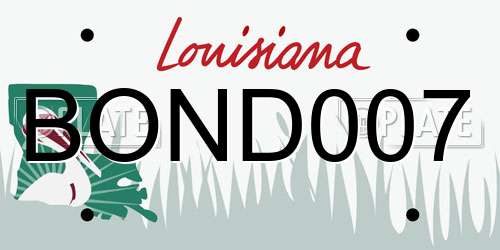 BOND007 Louisiana License Plate