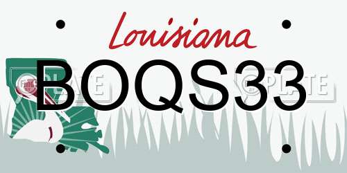 BOQS33 Louisiana License Plate
