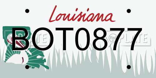 BOT0877 Louisiana License Plate