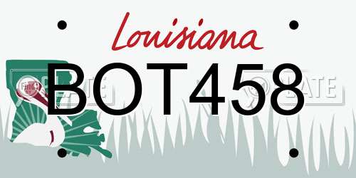 BOT458 Louisiana License Plate