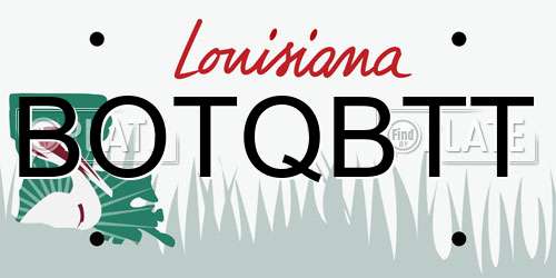 BOTQBTT Louisiana License Plate