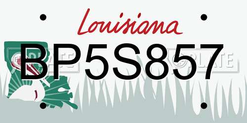 BP5S857 Louisiana License Plate
