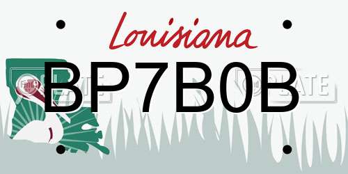 BP7B0B Louisiana License Plate