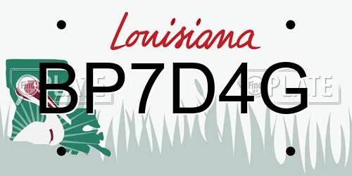 BP7D4G Louisiana License Plate