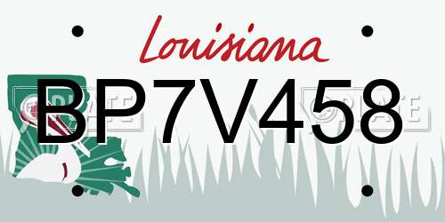 BP7V458 Louisiana License Plate