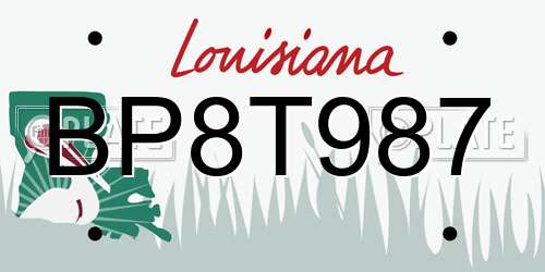 BP8T987 Louisiana License Plate