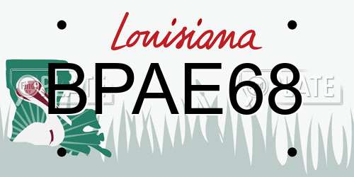 BPAE68 Louisiana License Plate