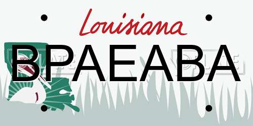 BPAEABA Louisiana License Plate