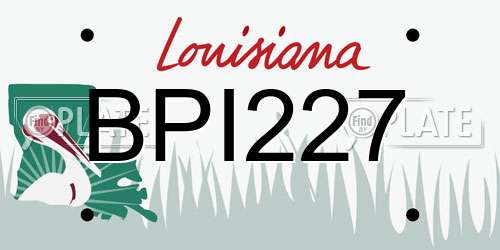 BPI227 Louisiana License Plate