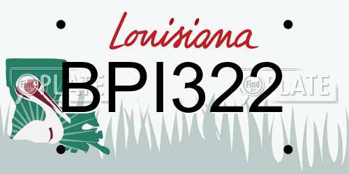 BPI322 Louisiana License Plate