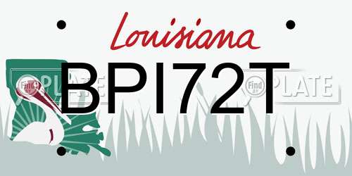 BPI72T Louisiana License Plate