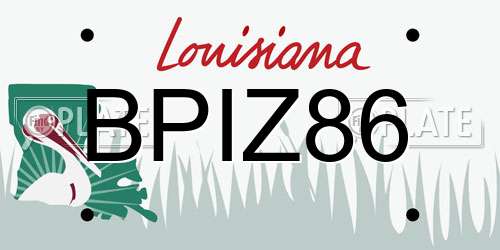 BPIZ86 Louisiana License Plate