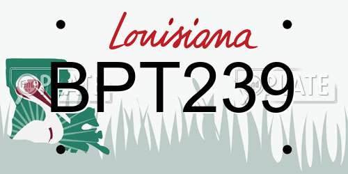 BPT239 Louisiana License Plate