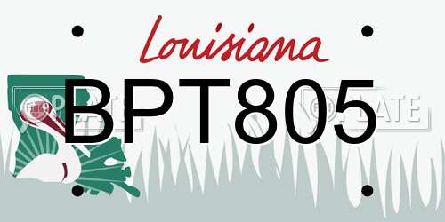 BPT805 Louisiana License Plate