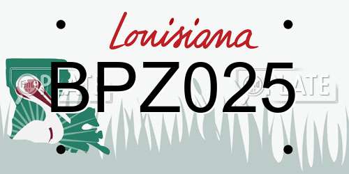 BPZ025 Louisiana License Plate