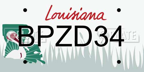 BPZD34 Louisiana License Plate