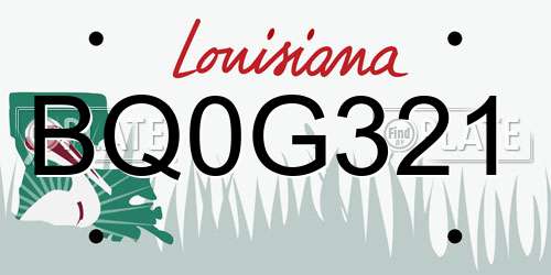 BQ0G321 Louisiana License Plate