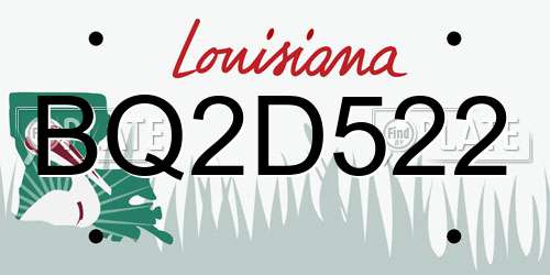 BQ2D522 Louisiana License Plate