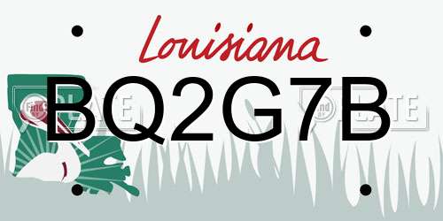 BQ2G7B Louisiana License Plate