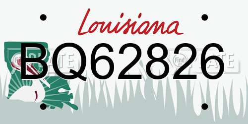 BQ62826 Louisiana License Plate