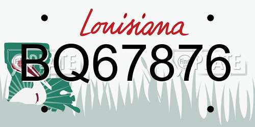 BQ67876 Louisiana License Plate