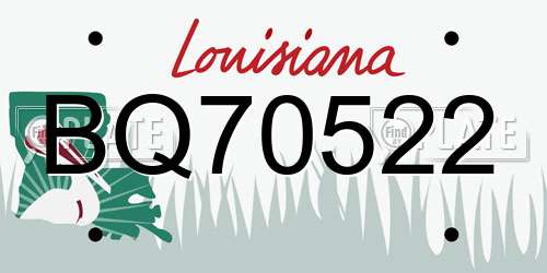 BQ70522 Louisiana License Plate