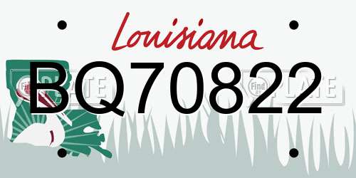 BQ70822 Louisiana License Plate