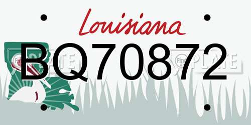 BQ70872 Louisiana License Plate