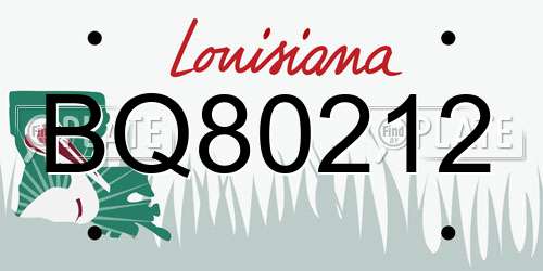 BQ80212 Louisiana License Plate