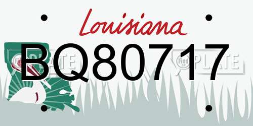 BQ80717 Louisiana License Plate