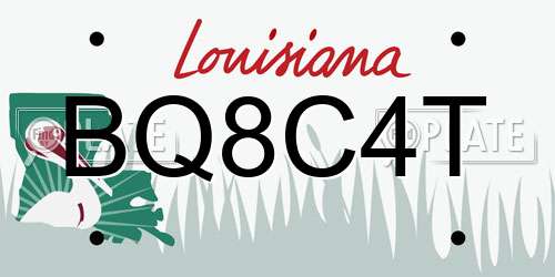 BQ8C4T Louisiana License Plate