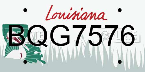 BQG7576 Louisiana License Plate