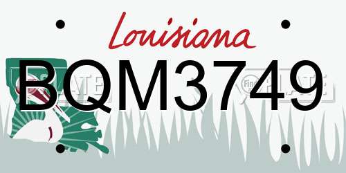 BQM3749 Louisiana License Plate