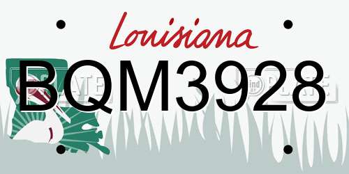 BQM3928 Louisiana License Plate