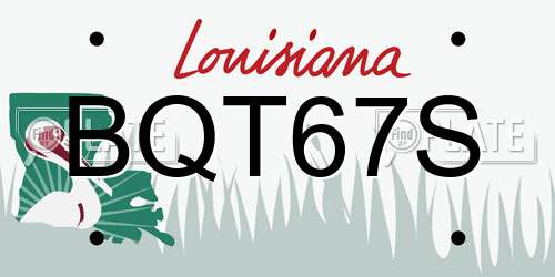 BQT67S Louisiana License Plate