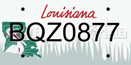 BQZ0877 Louisiana License Plate