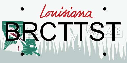 BRCTTST Louisiana License Plate