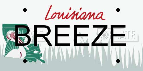 BREEZE Louisiana License Plate