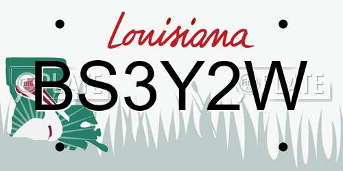 BS3Y2W Louisiana License Plate