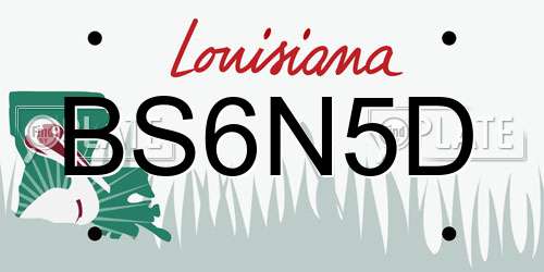 BS6N5D Louisiana License Plate